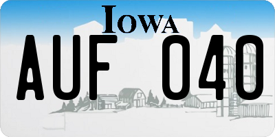 IA license plate AUF040