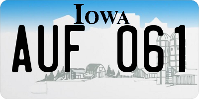 IA license plate AUF061