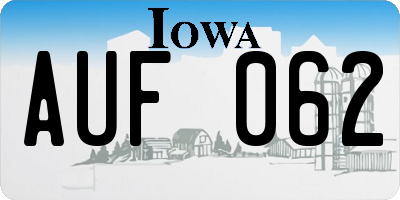 IA license plate AUF062