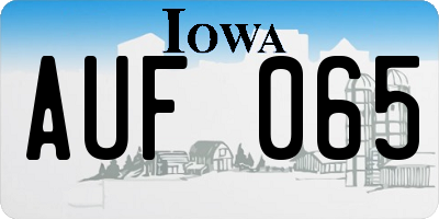 IA license plate AUF065