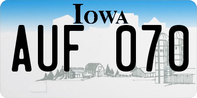 IA license plate AUF070