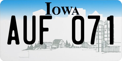 IA license plate AUF071