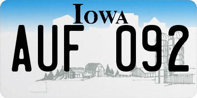 IA license plate AUF092