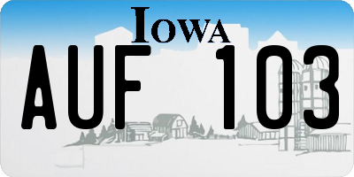 IA license plate AUF103