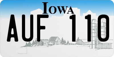 IA license plate AUF110