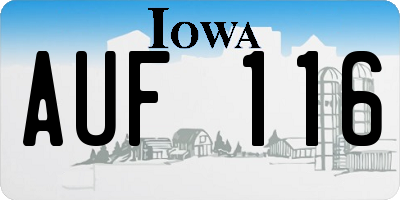 IA license plate AUF116