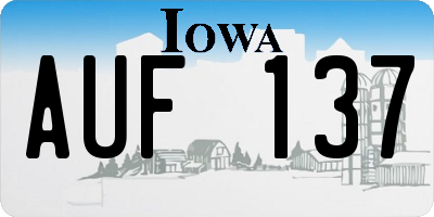 IA license plate AUF137