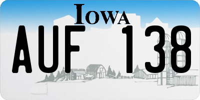 IA license plate AUF138