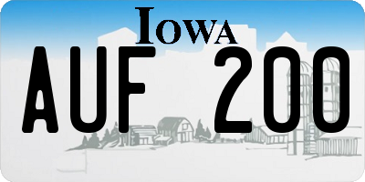IA license plate AUF200