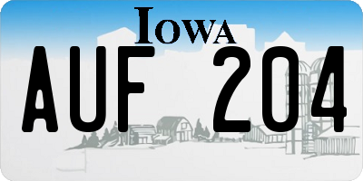 IA license plate AUF204