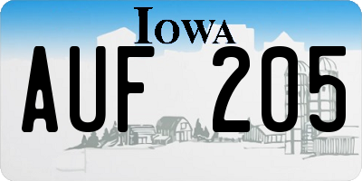 IA license plate AUF205