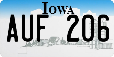 IA license plate AUF206