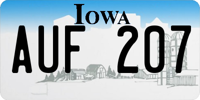 IA license plate AUF207
