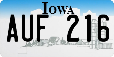 IA license plate AUF216