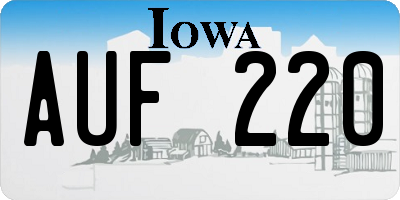 IA license plate AUF220