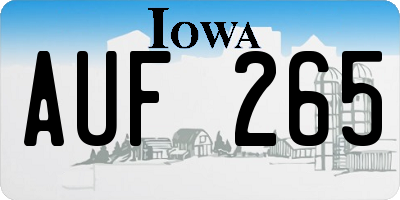 IA license plate AUF265