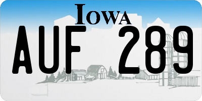 IA license plate AUF289