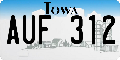 IA license plate AUF312