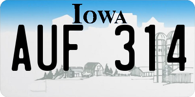 IA license plate AUF314