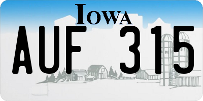 IA license plate AUF315