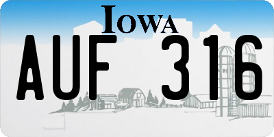 IA license plate AUF316