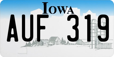 IA license plate AUF319