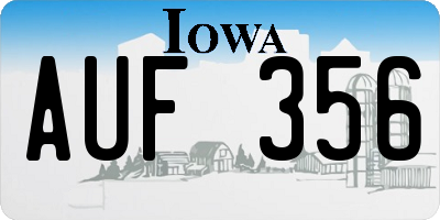 IA license plate AUF356