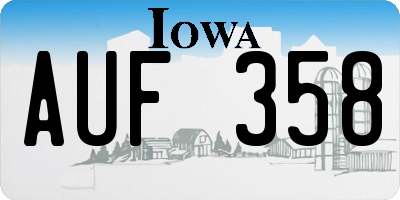 IA license plate AUF358