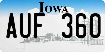 IA license plate AUF360