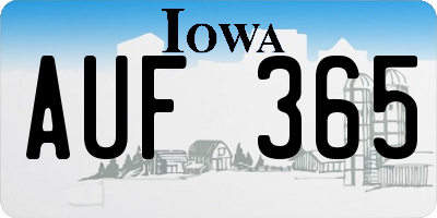 IA license plate AUF365
