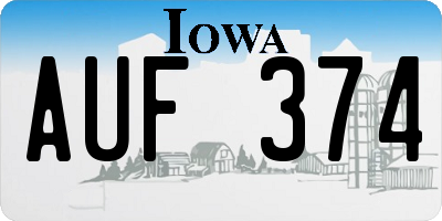 IA license plate AUF374