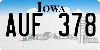 IA license plate AUF378