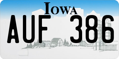 IA license plate AUF386