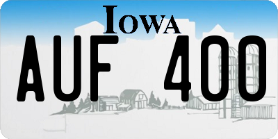 IA license plate AUF400