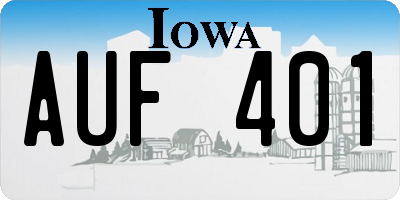 IA license plate AUF401