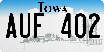 IA license plate AUF402