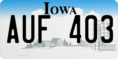 IA license plate AUF403