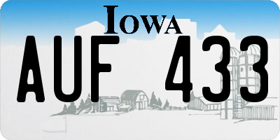 IA license plate AUF433