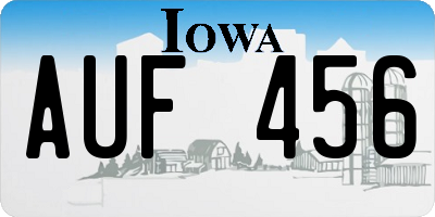 IA license plate AUF456