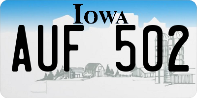 IA license plate AUF502