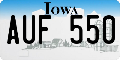 IA license plate AUF550