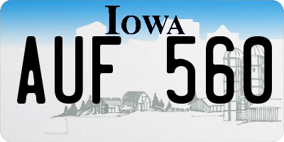 IA license plate AUF560