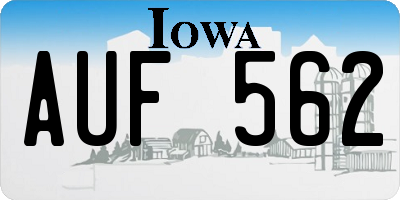 IA license plate AUF562
