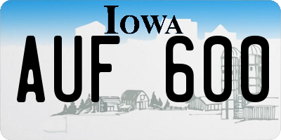 IA license plate AUF600
