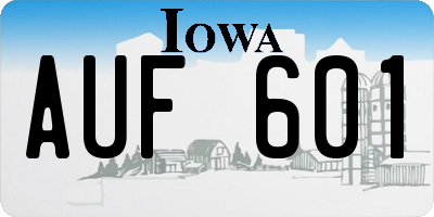IA license plate AUF601