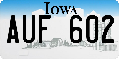 IA license plate AUF602