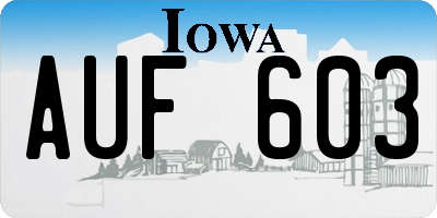 IA license plate AUF603