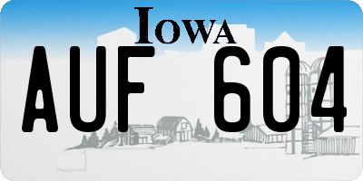 IA license plate AUF604