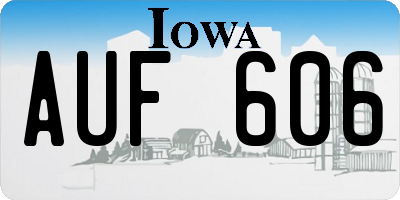 IA license plate AUF606