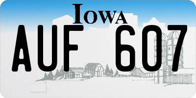 IA license plate AUF607